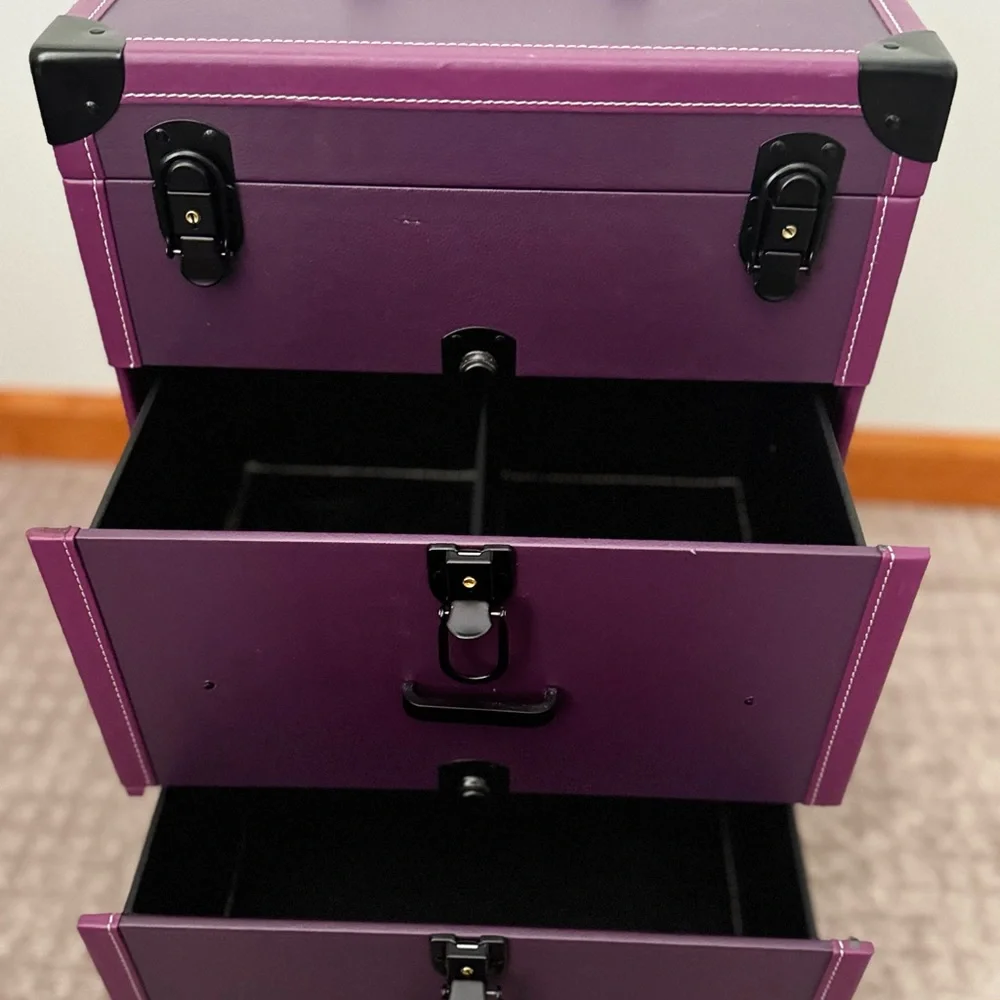 Elegant Purple Rolling Makeup Organizer